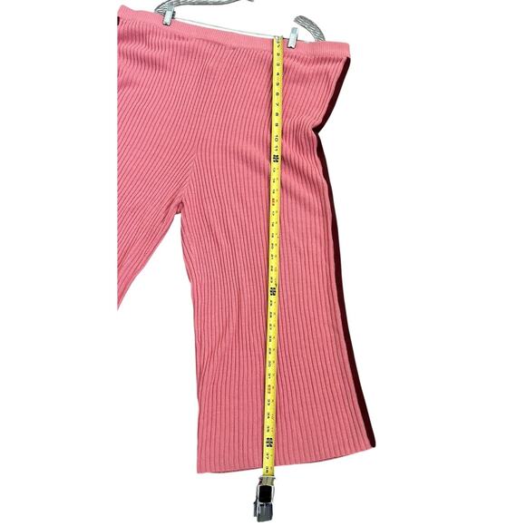 Eloquii Pink Ribbed Side Striped Crop Wide Leg Sweater Pants Size 26/28 - Picture 6 of 12